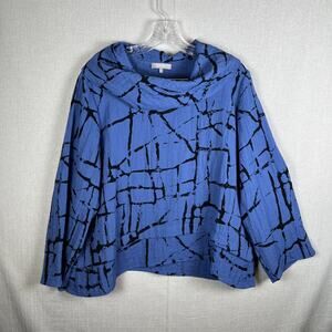 Habitat Womens Cowl Neck Top Size Medium Long Sleeve Lagenlook Boxy Art to Wear